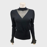 Black Ruffle Cuff Jumper - Size 12