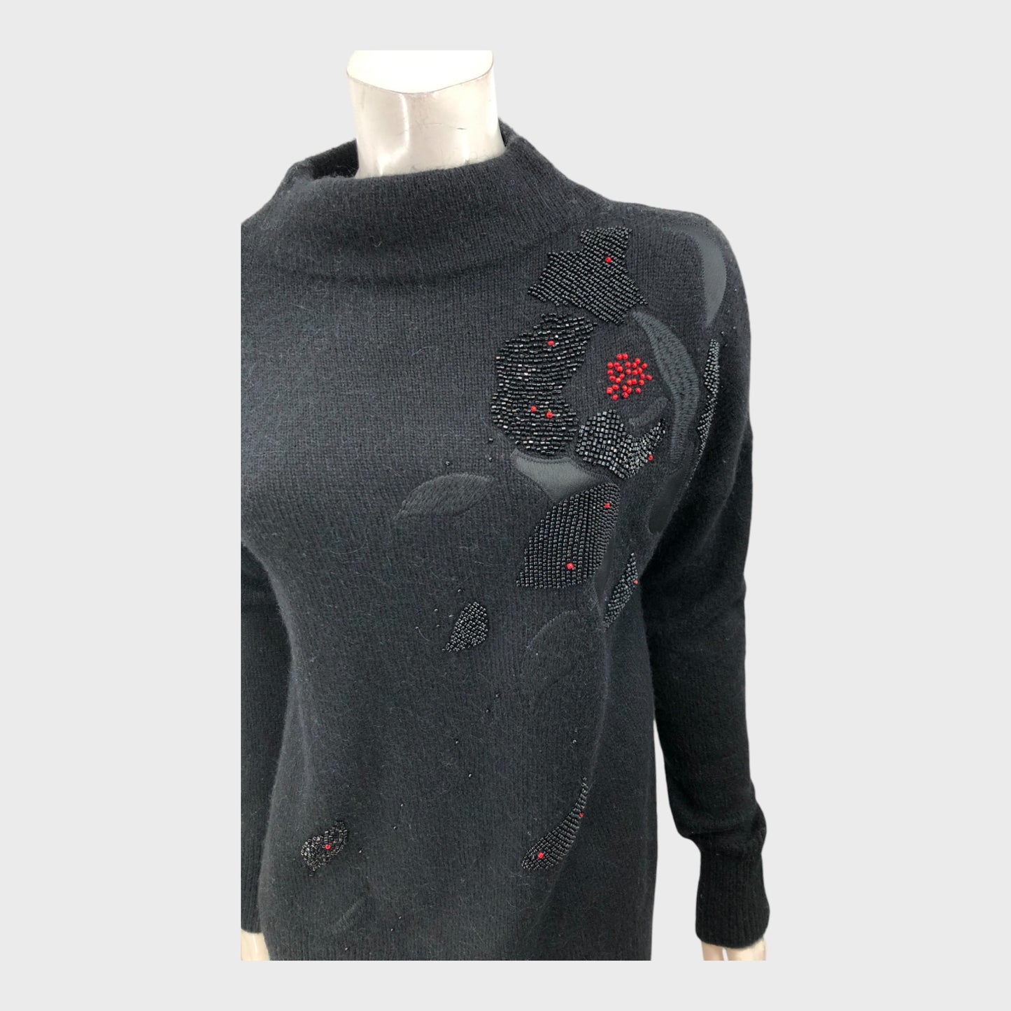 Branded Black Flower Beaded Jumper - Size 12