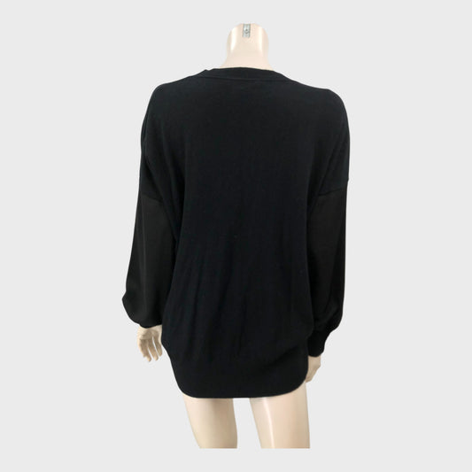 Branded V-Neck Contrast Jumper - Size 12