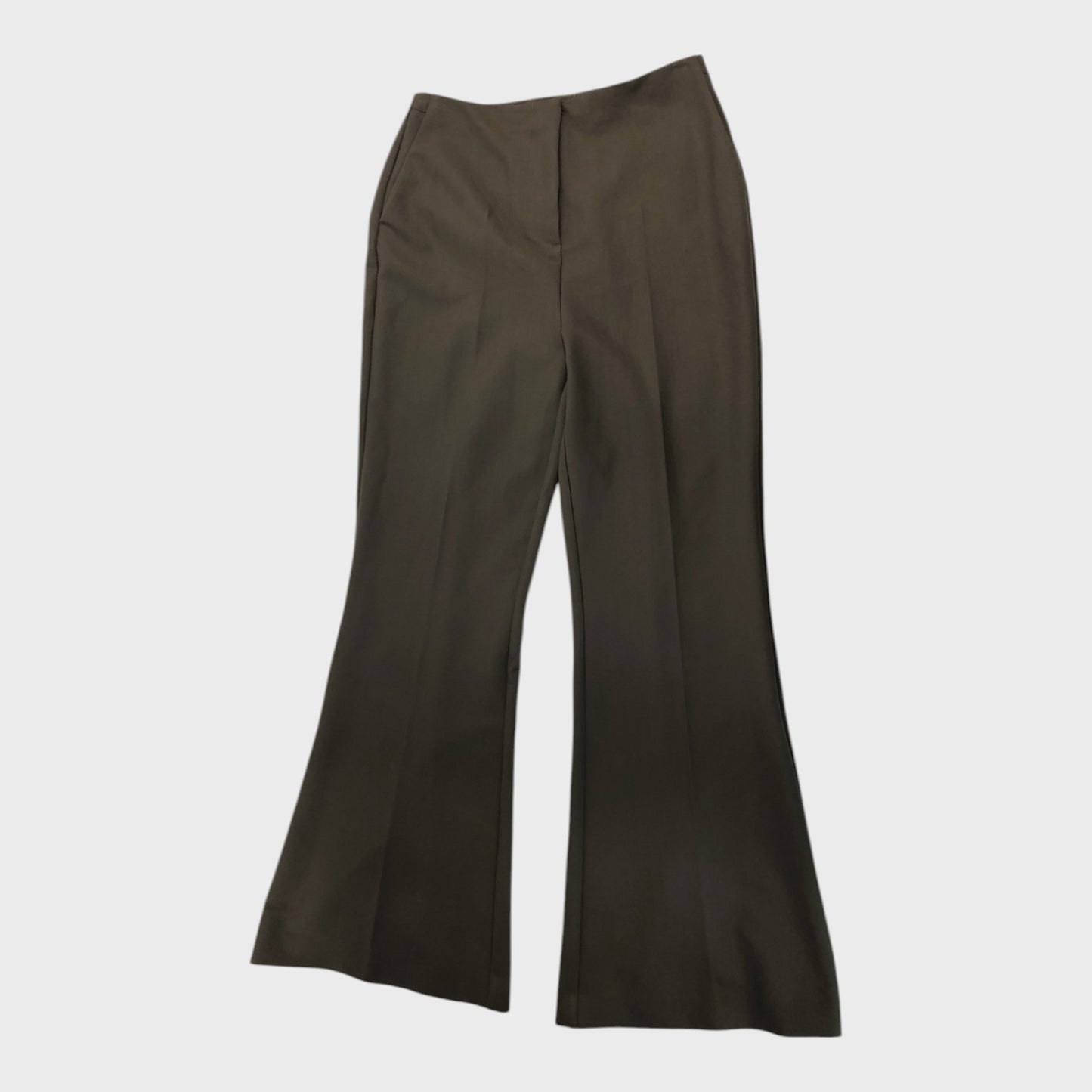 Branded Khaki Tailored Split Back Flare Trousers - Size 12