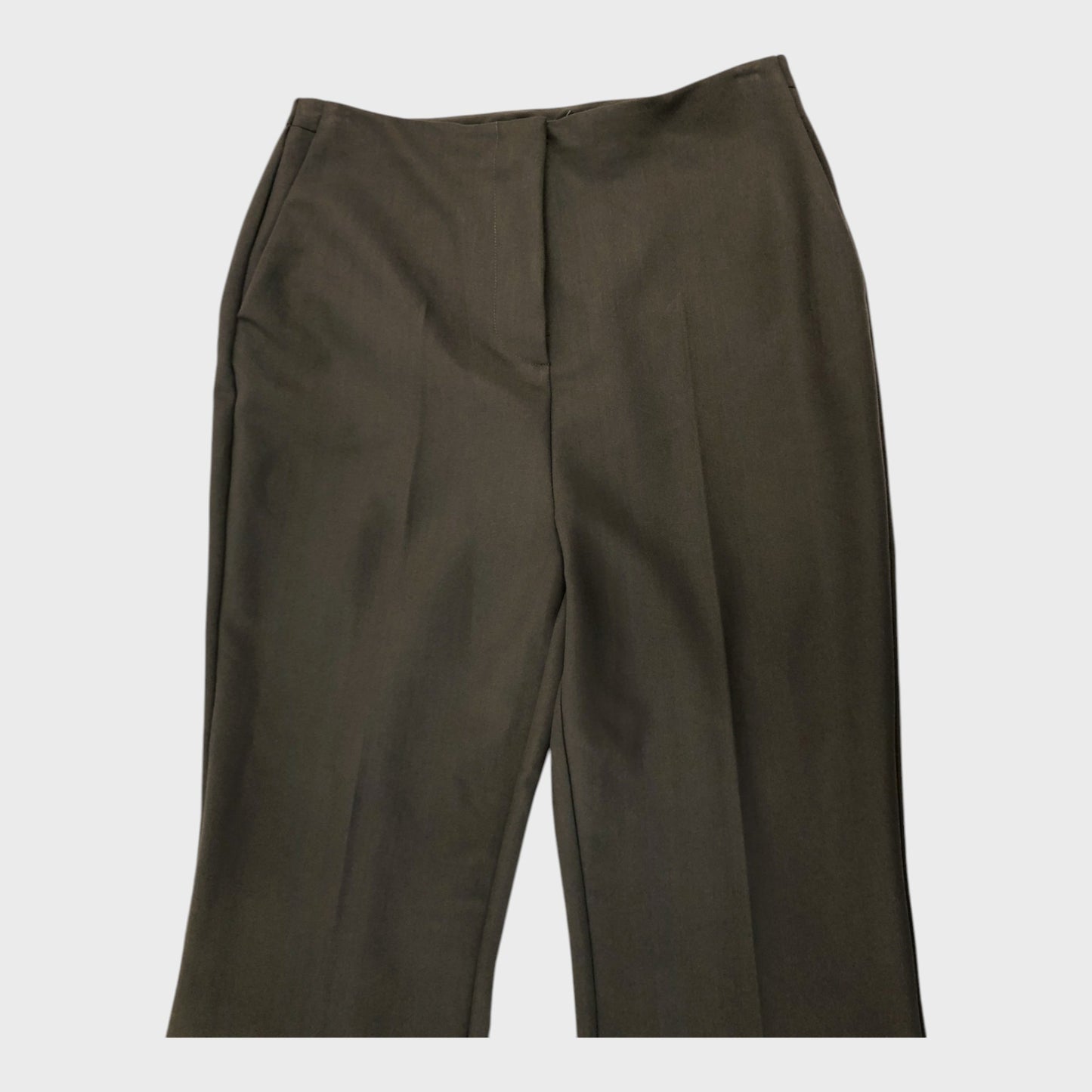 Branded Khaki Tailored Split Back Flare Trousers - Size 12