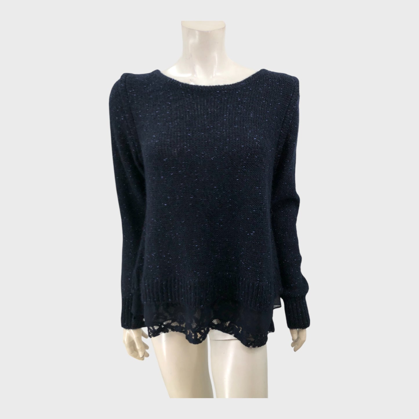 Branded Navy Lace Back Jumper - Size 12