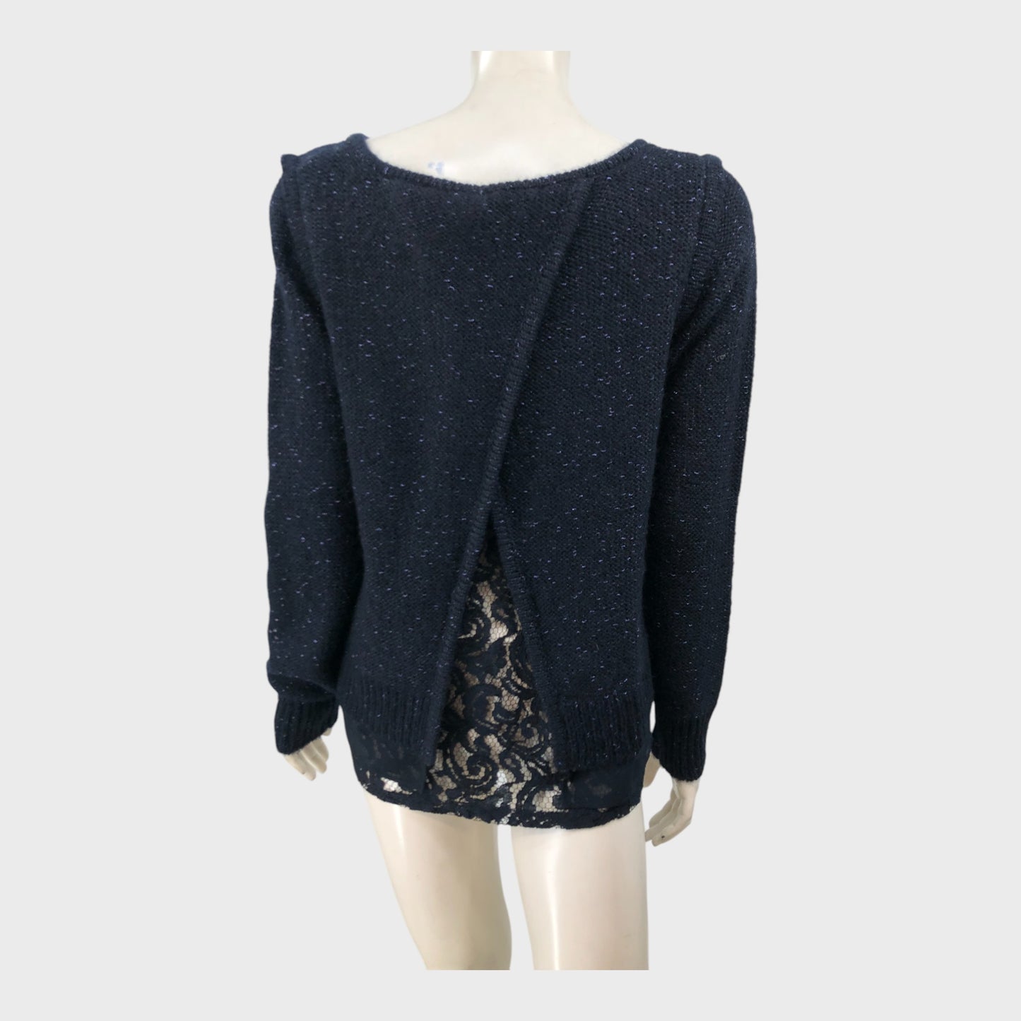 Branded Navy Lace Back Jumper - Size 12