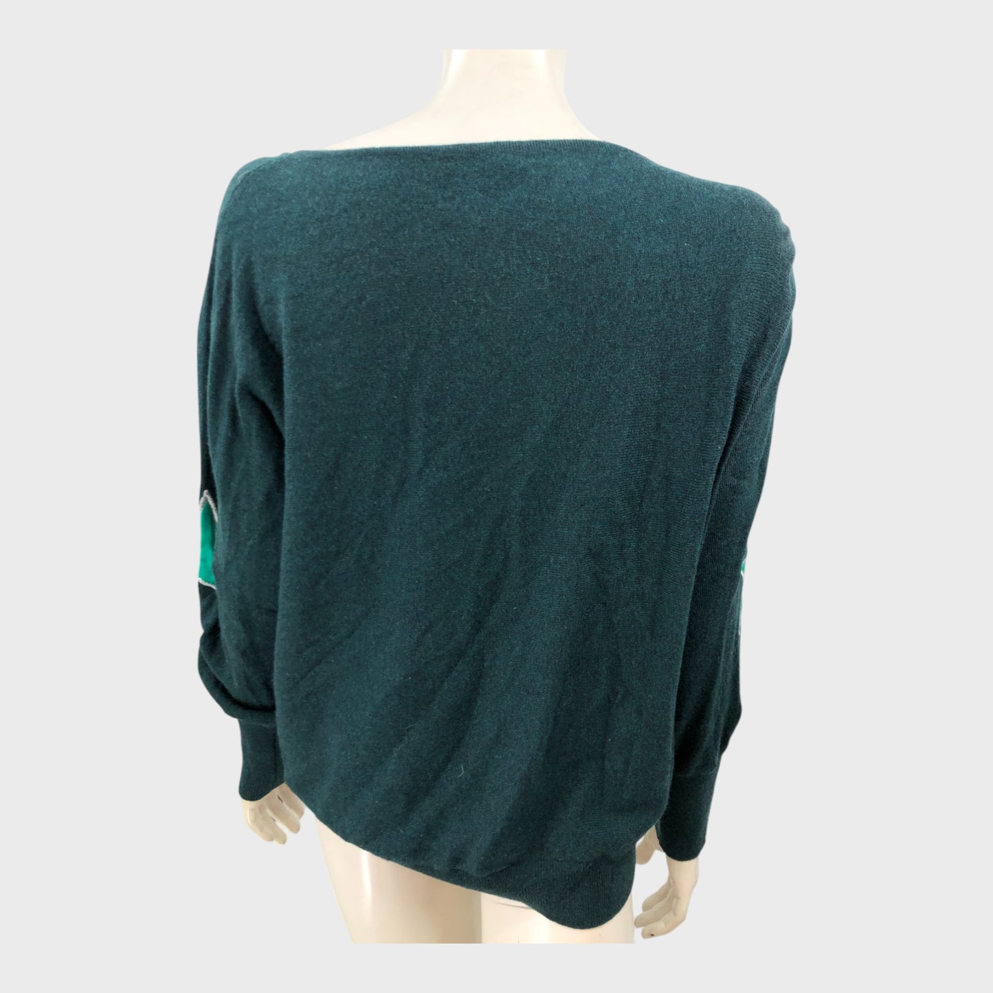 Branded Dark Green Star Patch Batwing Jumper - Size 12