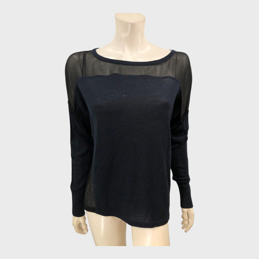 Branded Midnight/Black Sheer Knit Top - Size 12