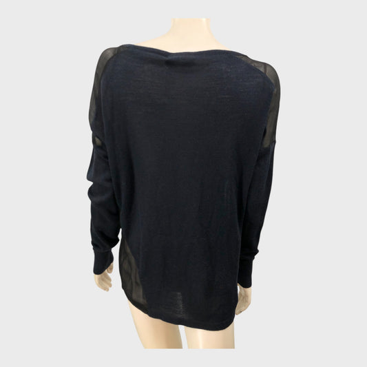 Branded Midnight/Black Sheer Knit Top - Size 12