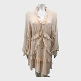 Branded Cream Frill Mini Dress - Size 12