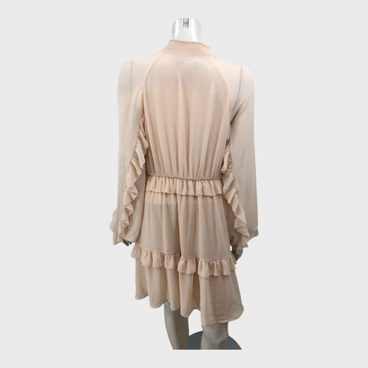 Branded Cream Frill Mini Dress - Size 12