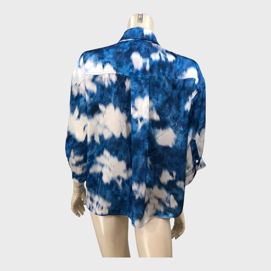 Branded Blue/White Denim Print Shirt - Size 12