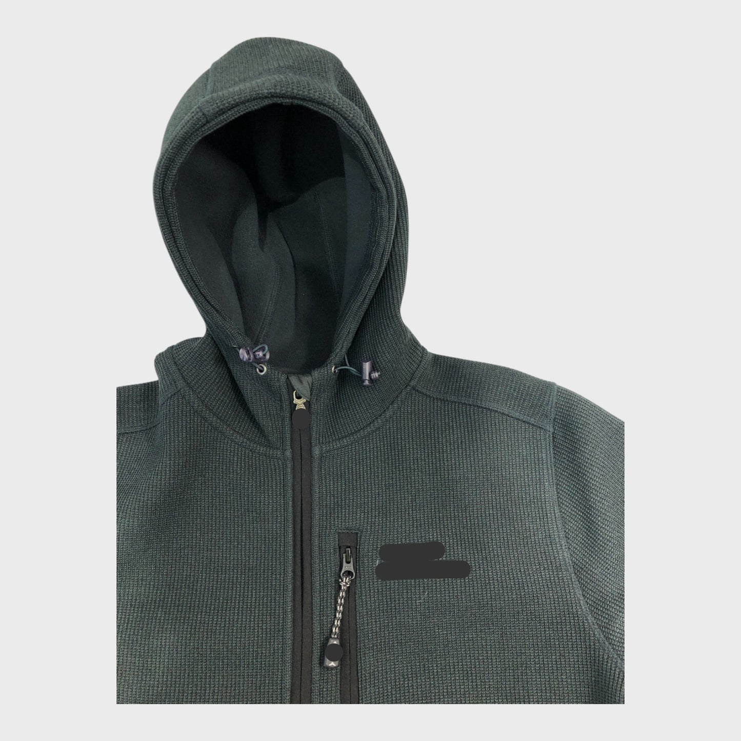 Washed Black Branded Full Zip Hoodie - Size Medium