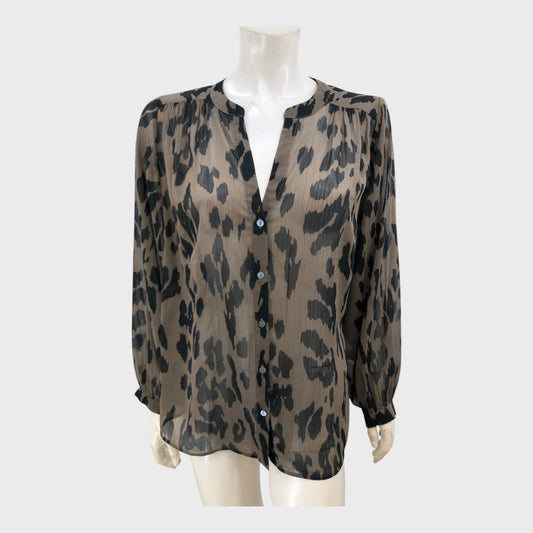 Branded Brown Animal Print Blouse - Size 12