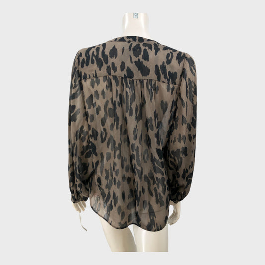 Branded Brown Animal Print Blouse - Size 12