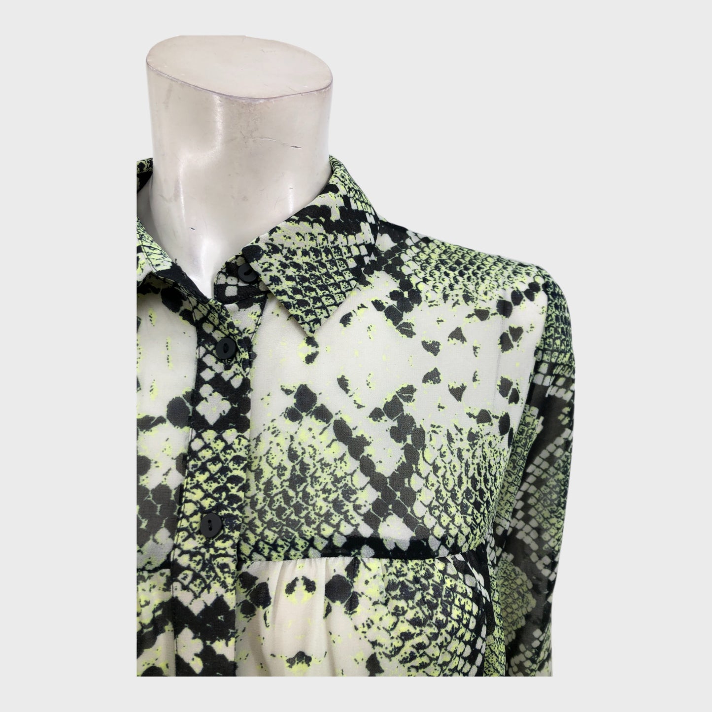 Branded Green Snake Print Blouse - Size 12