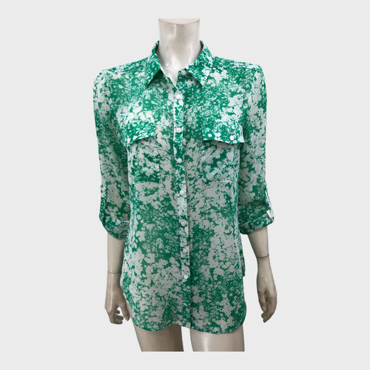 Branded Green/White Floral Shirt - Size 12