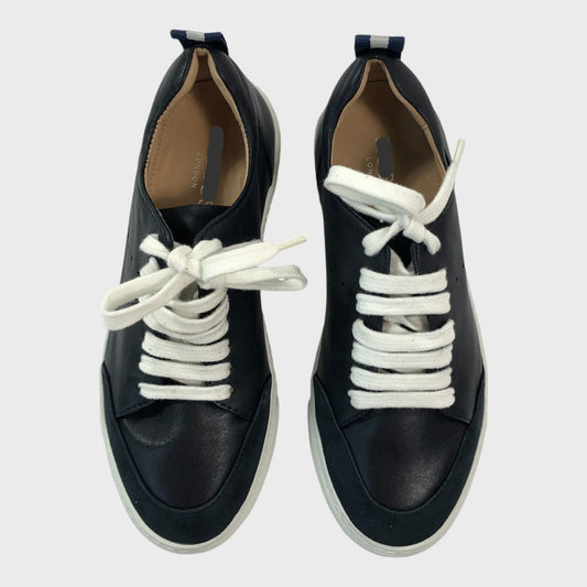 Branded Navy Leather Trainers