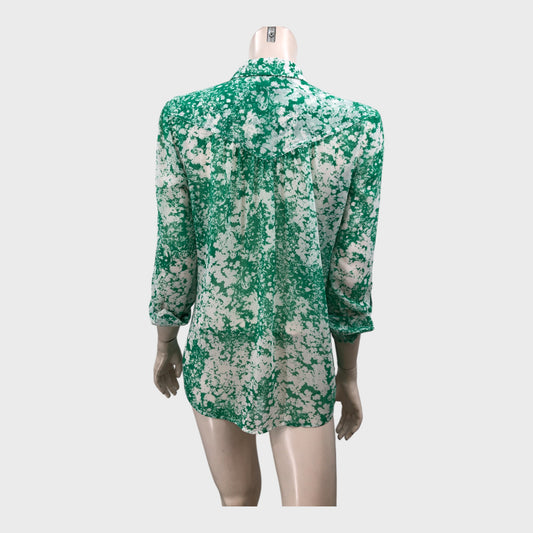 Branded Green/White Floral Shirt - Size 12