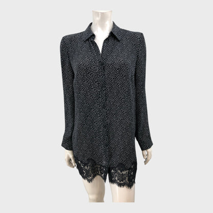 Branded Black Polka Dot Lace Shirt - Size 12