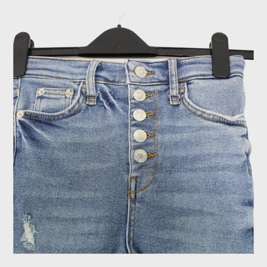 Women's Button Up Denim High-waist Jeans Blue