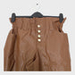 Women's Button-up Leather-look Trousers Brown Size 10