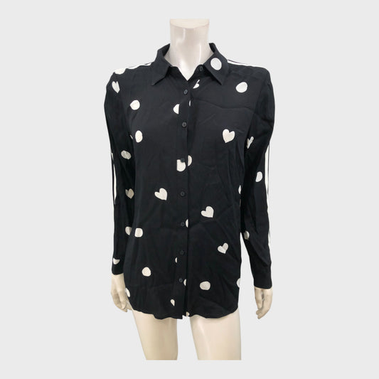 Branded Black Spot And Heart Print Shirt- Size 12