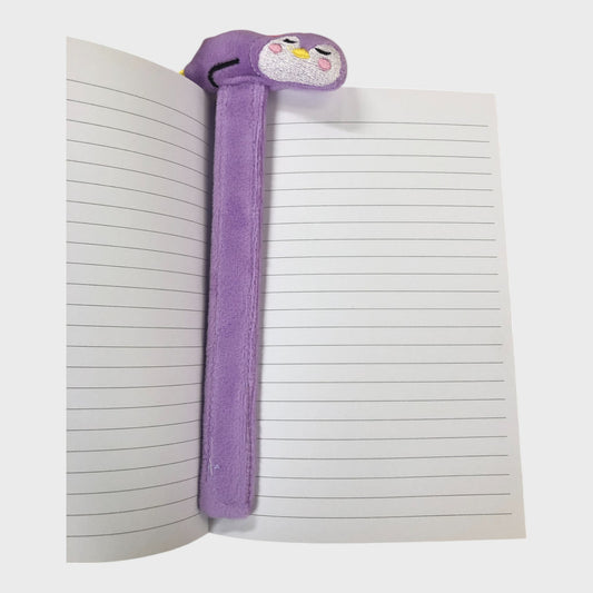 Furry Teddy Lined Notebook with Lock & Penguin Bookmark