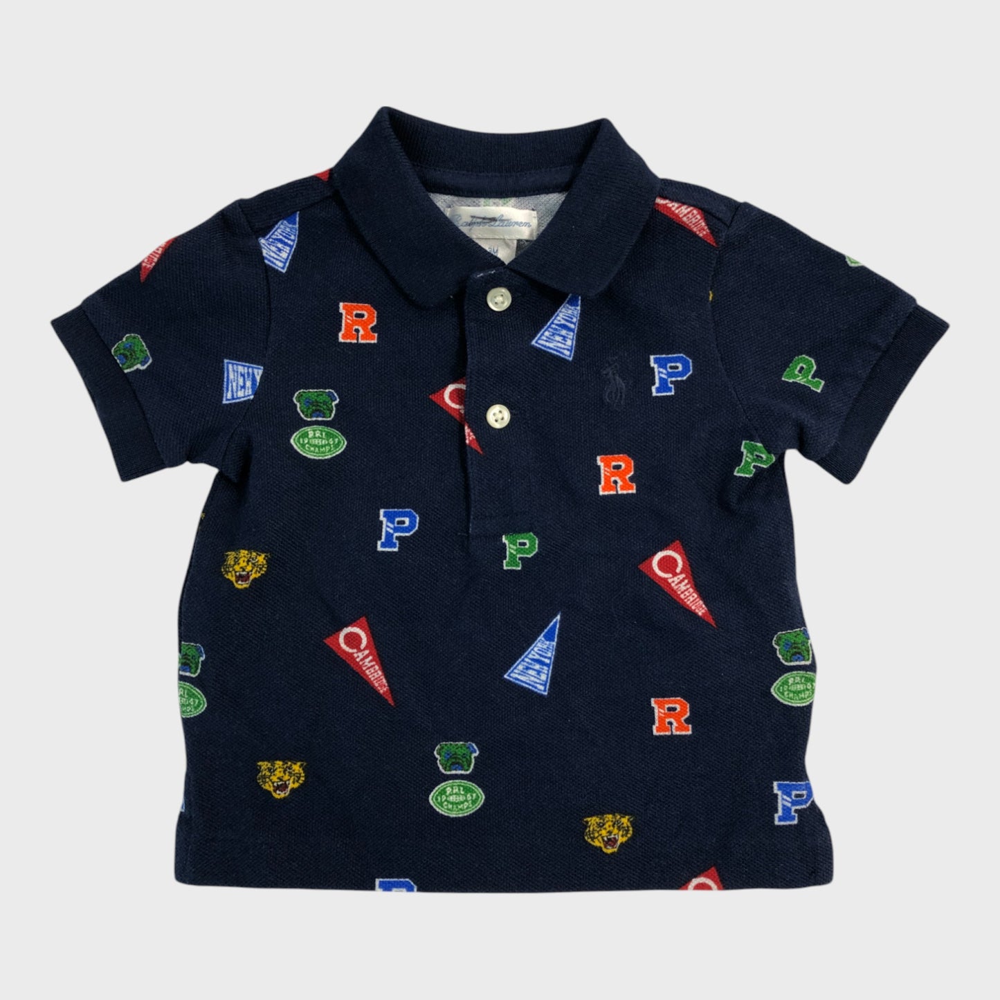 Navy Ralph Lauren Pennant Print Polo Shirt - 3 Months