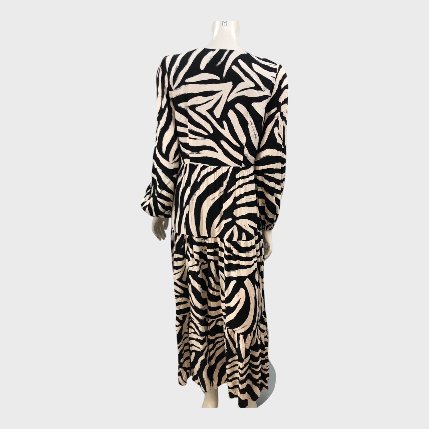 Branded Black/Cream Zebra Print Maxi Dress -  Size 12