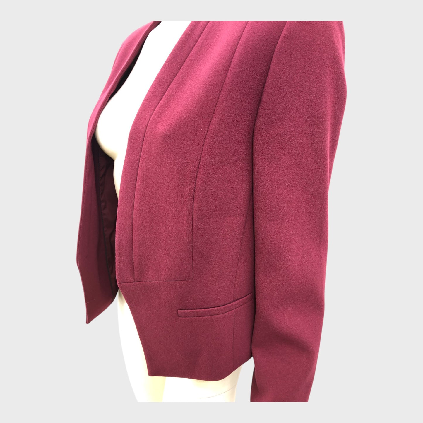 Dark Red Jacques Vert Crepe Jacket - Size 16