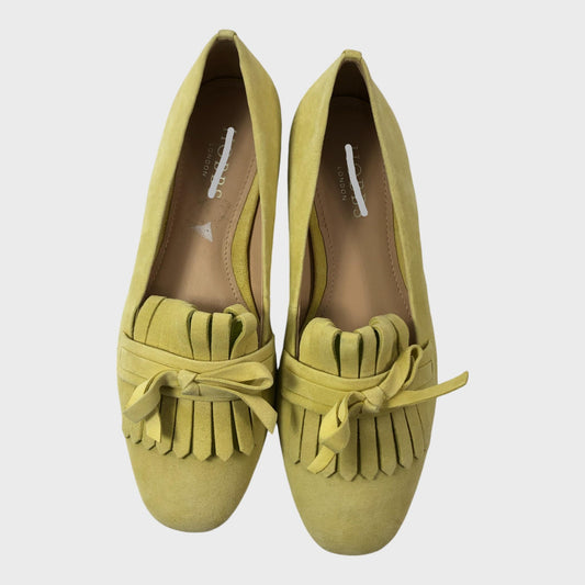 Branded Yellow Suede Fringe Detail Loafers