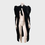 Branded Black Velvet Neck Tie Cape - Size 12