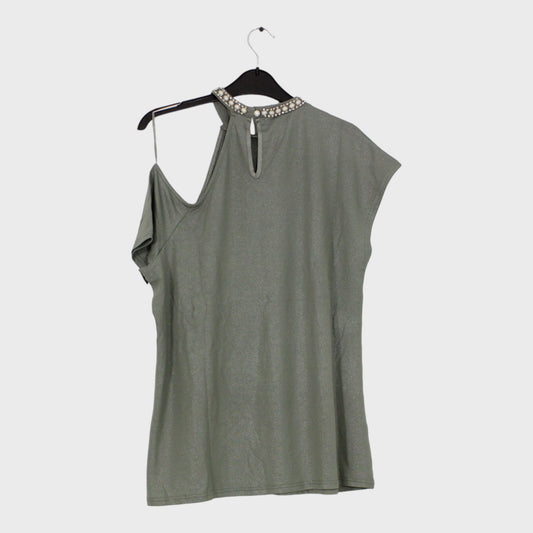 Khaki Green One Shoulder Top