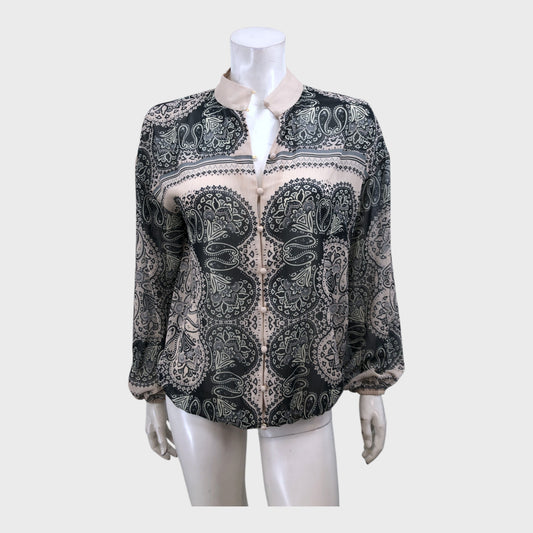 Branded Cream paisley Print Blouse - Size 12