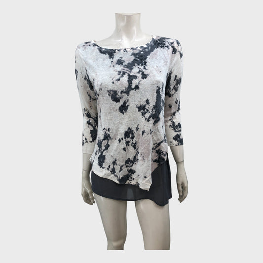 Branded Off-White/Grey Asymmetric Layer Top - Size 12