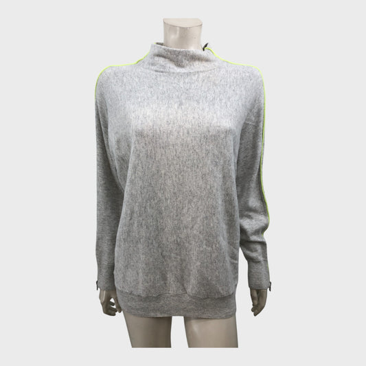 Branded Grey/Neon Green Batwing Jumper - Size 12