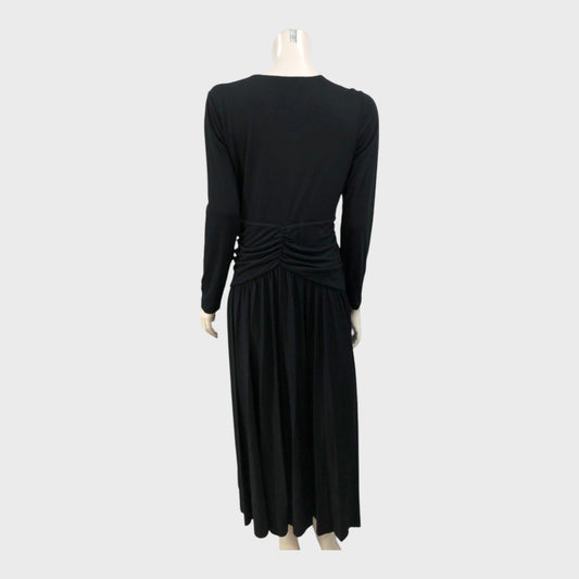 Branded Black Waist Ruffle Dress - Size 12