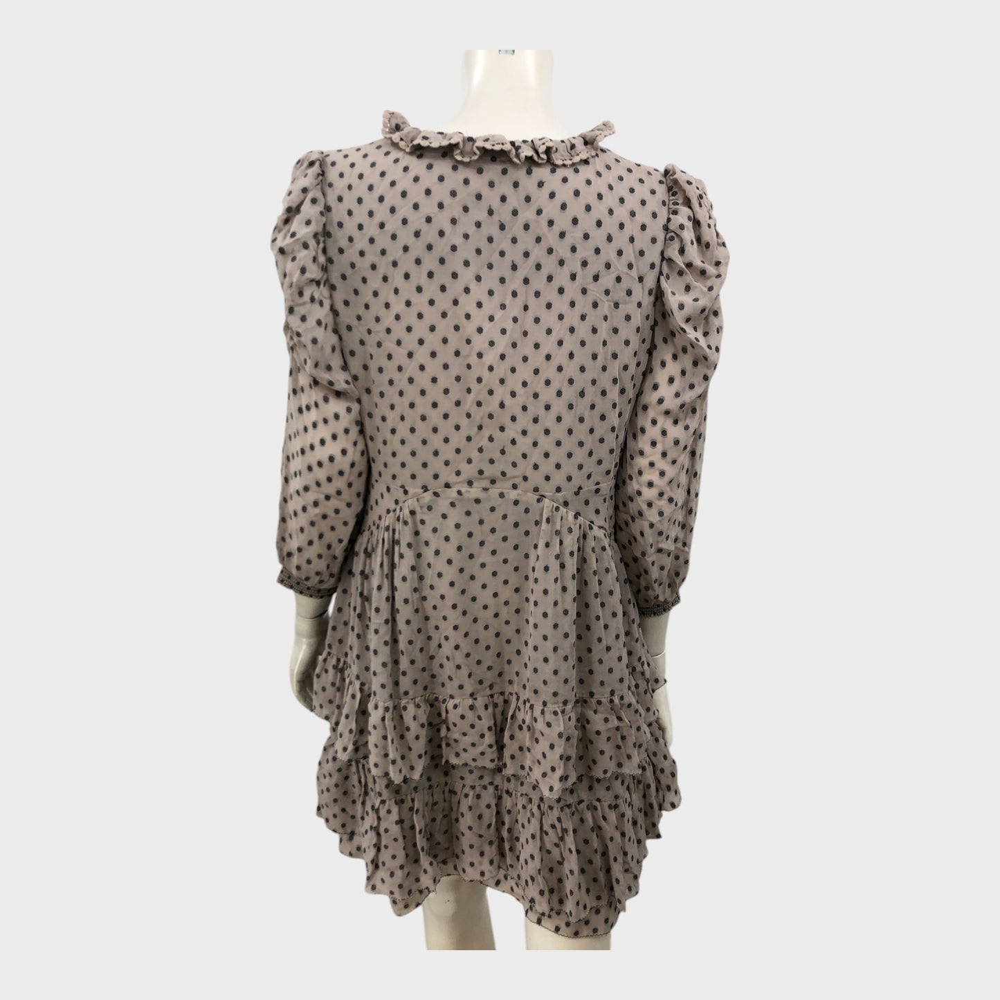 Brown Deep V-Neck Spot Dress - Size 12