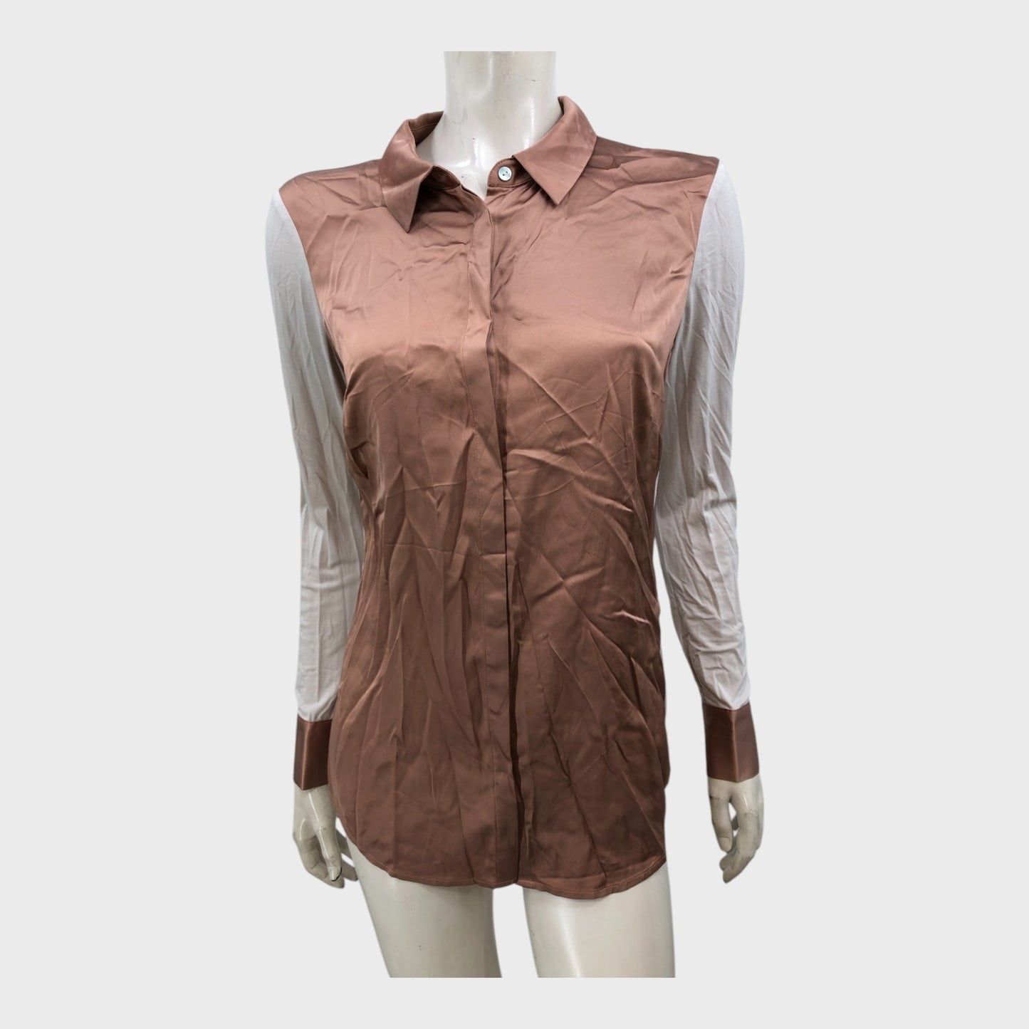 Branded Brown Contrast Shirt - Size 12