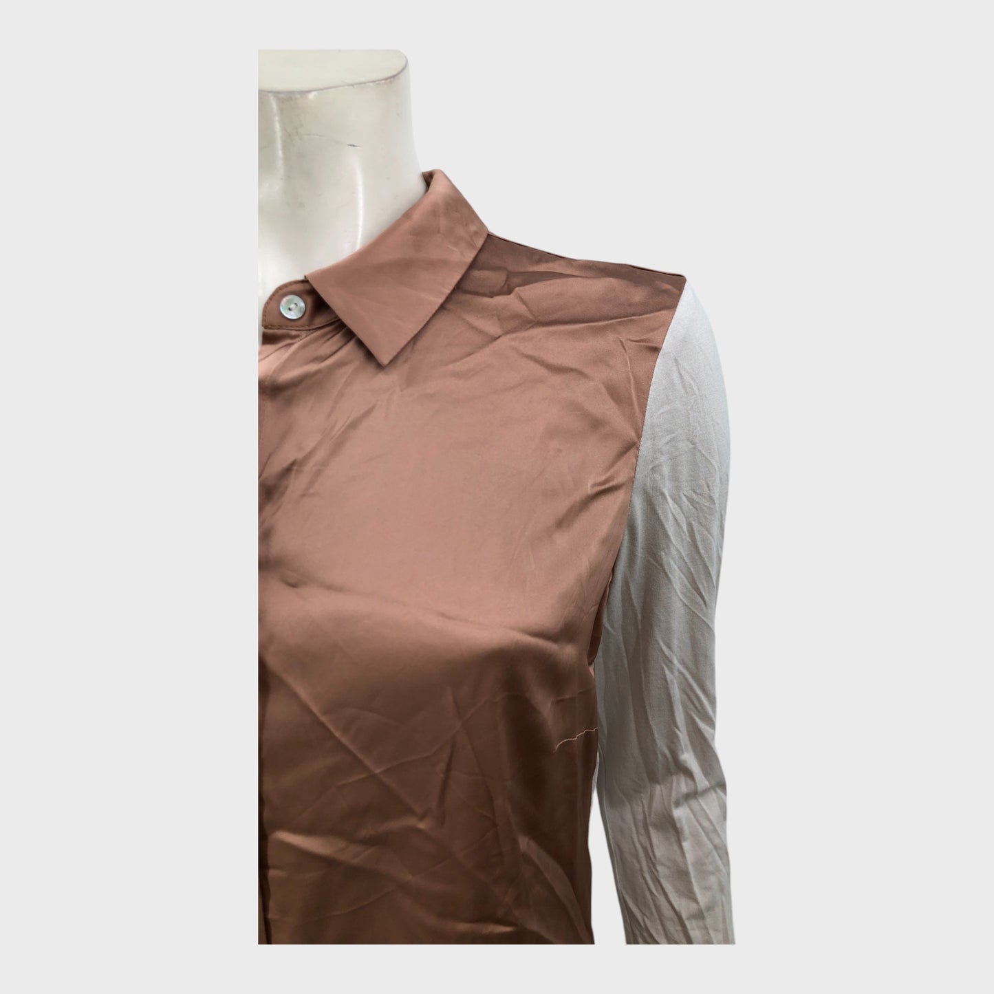 Branded Brown Contrast Shirt - Size 12