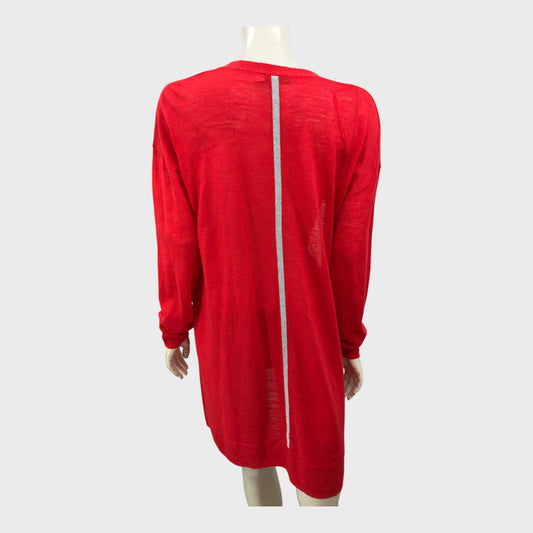 Branded Red Knitted Stripe Cardigan - Size 12