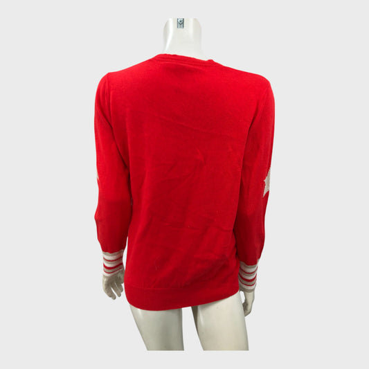 Branded Red Star Stripe Cuff Jumper - Size 12