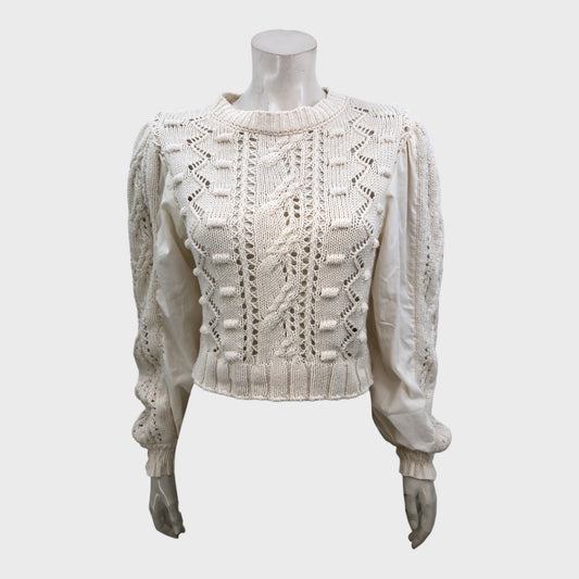 Zara Cream Knitted Jumper - Size 8