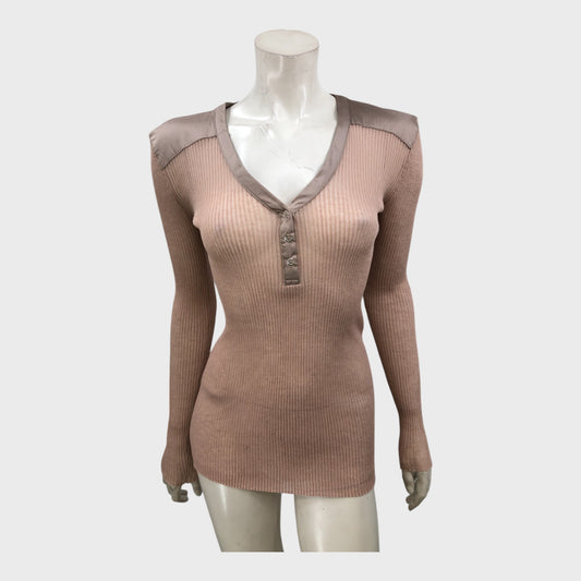 Zara Nude Thin Knit Top - Size 8