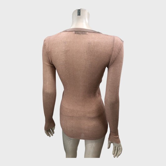 Zara Nude Thin Knit Top - Size 8