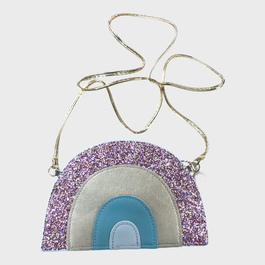 Glittery Rainbow Purse with Gold Strap