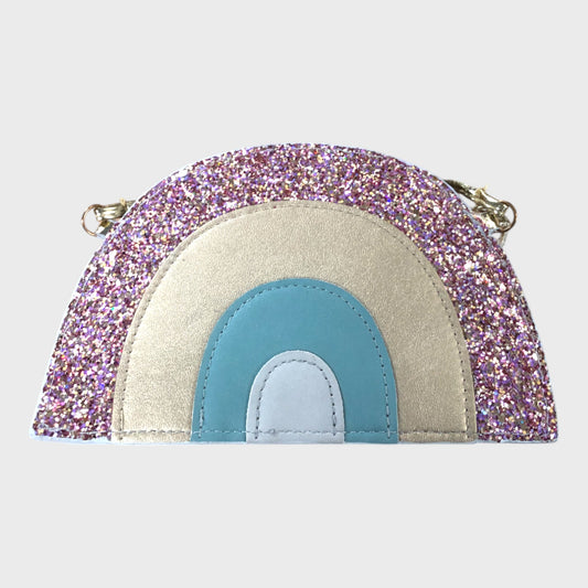 Glittery Rainbow Purse with Gold Strap