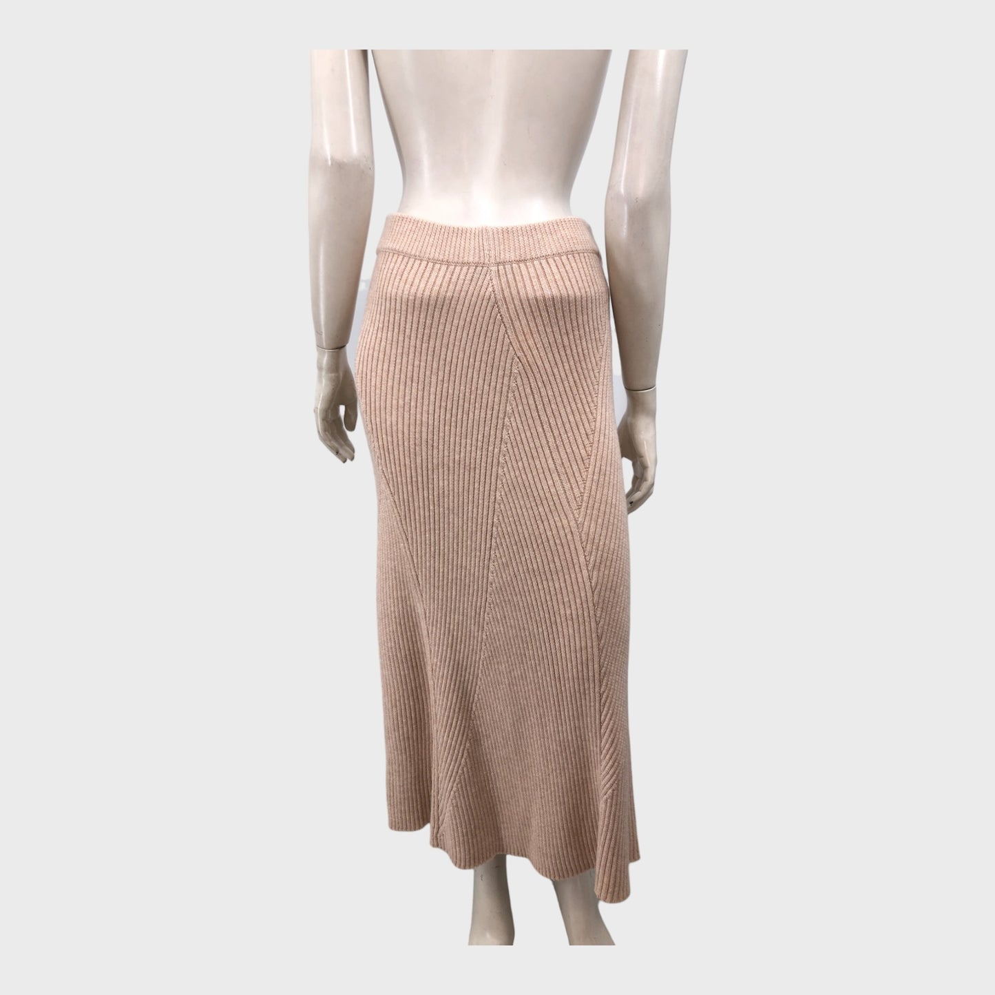 Branded Beige Knitted Midi Skirt - Size 12