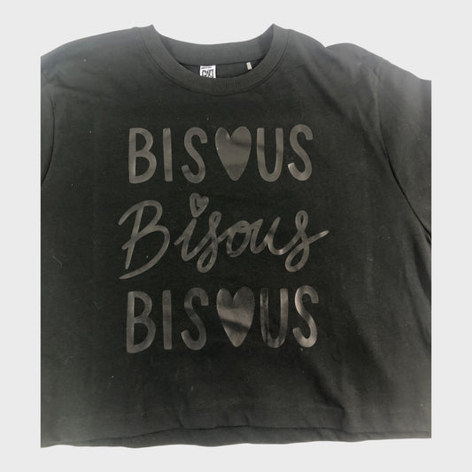 Black Cropped 'Bisous' T-Shirt