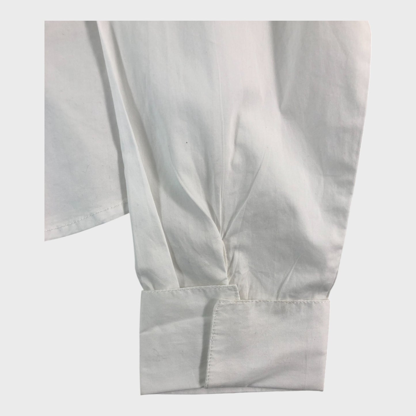 White Cropped Folded Cuff Shirt