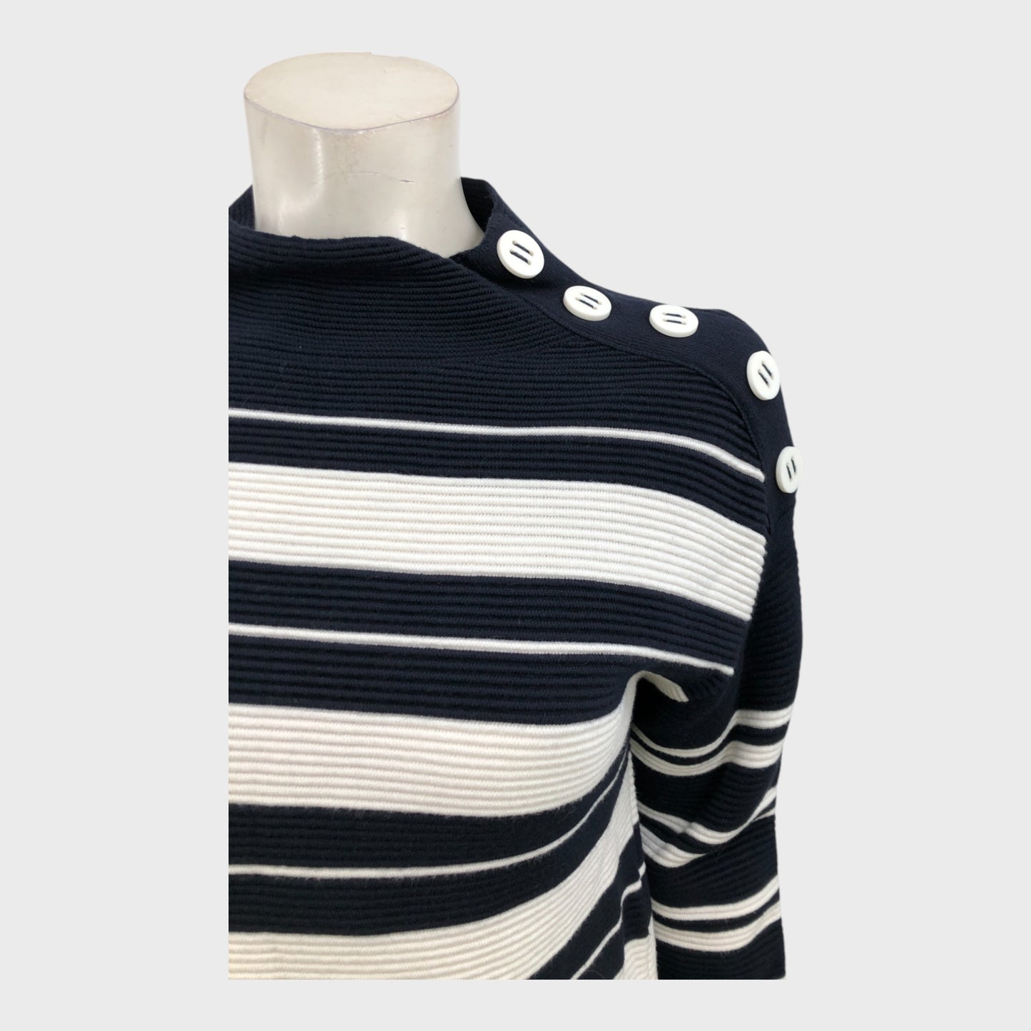 Branded Navy Stripe Ottoman Layered Jumper - Size 12