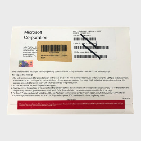 Microsoft Windows 11 Home 64 Bit OEI UK DVD Version